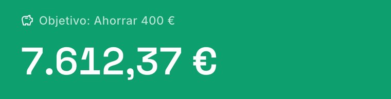 Saldo total de 7.612,37 € con el objetivo de ahorro del mes